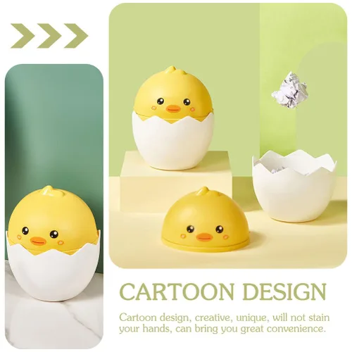 Vista 5 de Gadpiparty Mini basurero de escritorio con tapa: lindo cubo de basura pequeño de dibujos animados para oficina, habitación de los niños, dormitorio