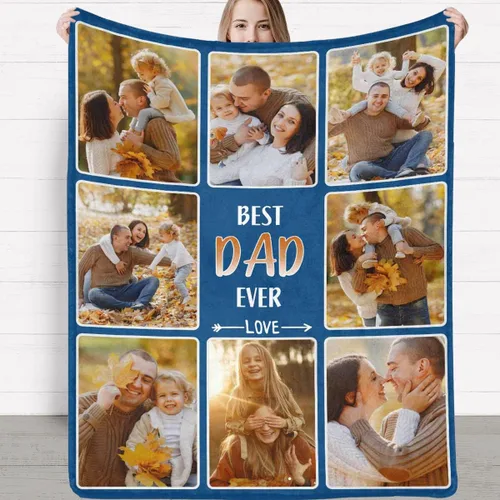 Vista 9 de Manta personalizada, manta personalizada con fotos: fabricada en Estados Unidos, regalos de cumpleaños para papá, mamá de hija o hijo, mantas