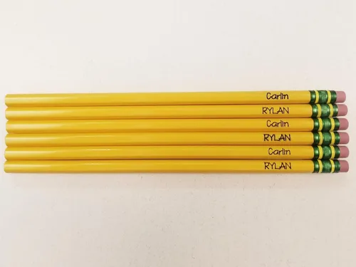 Vista 8 de 12 lápices #2 grabados personalizados Pequeña empresa de Estados Unidos Juego de lápices para grabar tu nombre Regreso a la escuela Lápices