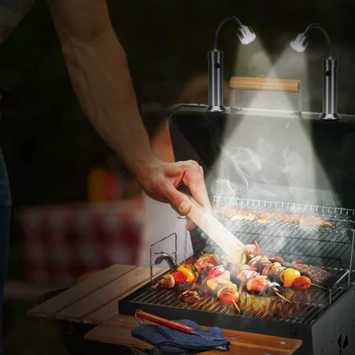 Vista 2 de KOSIN Luz de parrilla para barbacoa, base magnética, luces LED superbrillantes, cuello de cisne flexible de 360 grados, resistente a la intemperie