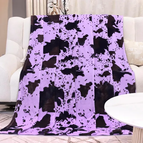 Vista 50 de Manta de vaca para niños de 40 x 50 pulgadas, ropa de cama de forro polar ultrasuave para niños y niñas, manta ligera para cochecito de bebé, bonita