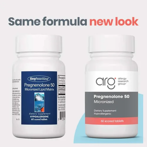 Vista 6 de Allergy Research Group - Pregnenolone 50mg Micronized Lipid Matrix 60t, Azul
