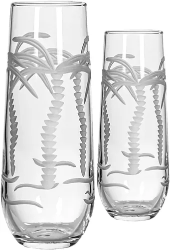 Vista 18 de Rolf Glass Copa de vino con globo de palmera, copas de vino tinto de 18 onzas, sin plomo, cristal grabado con rueda de diamante, diseño de palmera