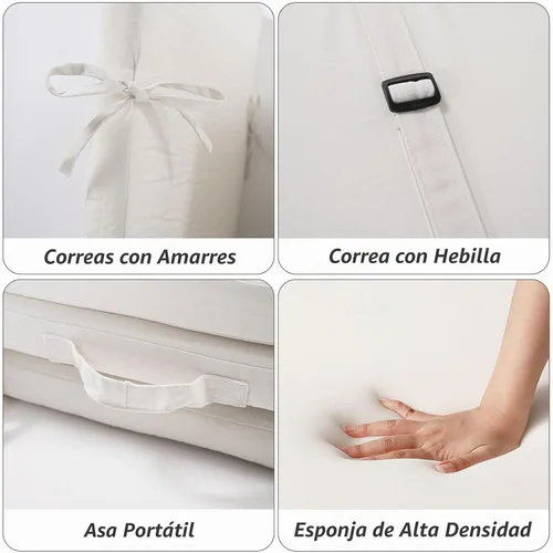 Vista 5 de Paquete de 2 cojines para sillas de salón de 77 x 24 pulgadas Blanco crema