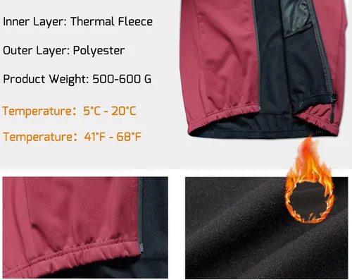 Vista 5 de Cycling Jackets for Men, Reflective Running Jacket Men Winter Cold Weather Cycling Clothing Full Zip with Pockets