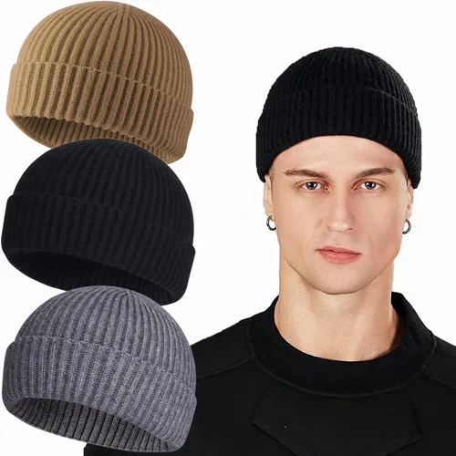 Vista 9 de ROYBENS Swag Wool Knit Cuff Short Fisherman Beanie for Men Women Winter Hat 1 albaricoque