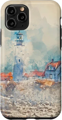 Vista 27 de iPhone 16 Artistic Lighthouse Painting Case