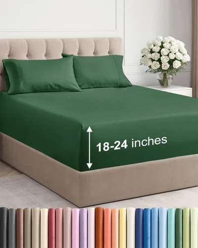 Vista 42 de Sábanas individuales de bolsillo extra profundo, sábanas transpirables y refrescantes de 3 piezas, juego de sábanas de lujo para hotel, suaves, sin