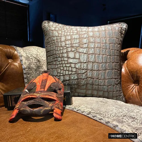 Vista 17 de The HomeCentric Funda de almohada con cremallera, funda de cojín azul de 12 x 12 pulgadas, funda de cojín de algodón bordado para sofá, diseño