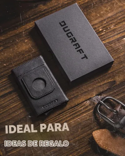 Vista 7 de DUGRAFT - Cartera desplegable compatible con AirTag, soporte para tarjetas Negro