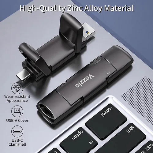 Vista 6 de Unidad externa SSD Vezzio USB Velocidad de hasta 1000 MB/s Pulgar, USB 3.2 Gen2+Tipo C SSD portátil de doble puerto, memoria USB para iPhone17, 16