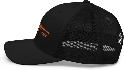 Vista 3 de 2022 2023 Corvette C8 Outline Silhouette Sebring Amplify Orange 8 generación Mid Engine Vette Gift Trucker Cap Snapback Hat