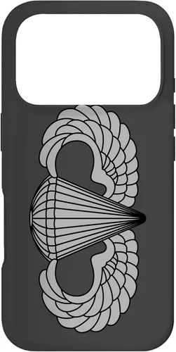 Vista 29 de Insignia básica de paracaidista para iPhone 14, alas de salto aerotransportadas, funda gris