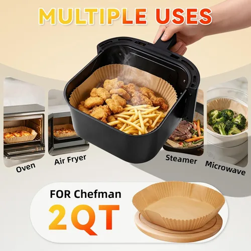 Vista 6 de 150 piezas de papel desechable cuadrado para freidora de aire Chefman 2qt