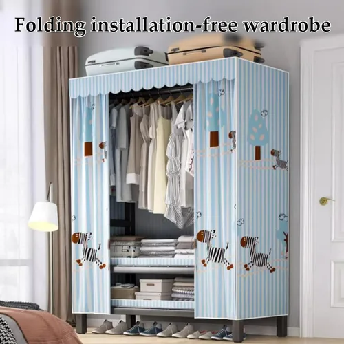 Vista 4 de large closets Large Closet Metal Frame Clothes Closet with Thick Cloth Cover Closet for Clothes Saves Space Portable Wardrobe Closet Space-saving