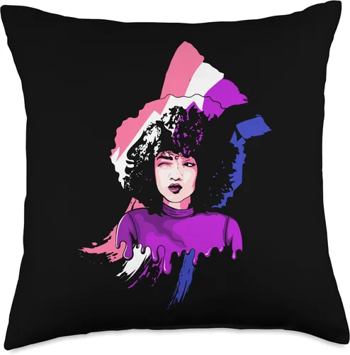 Vista 5 de African American Genderfluid Pride LGBTQ Gifts Afro Girl Genderfluid Flag History Melanin Black Pride - Almohada de 16 x 16 pulgadas, multicolor