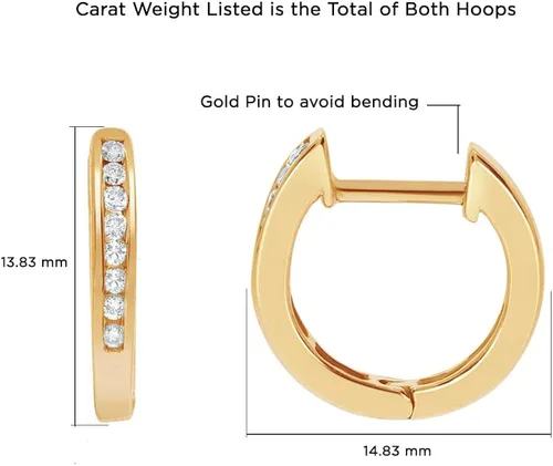 Vista 2 de La Joya Lab Grown Small Diamond Hoop Earrings for Women 18-14 CT 925 Sterling Silver Huggie Earrings The Ideal Pair of Womens Diamond Earrings To