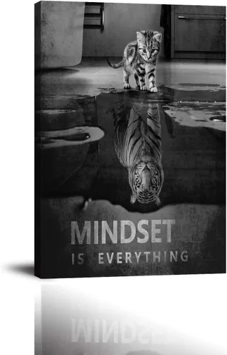 Vista 43 de Inspirational Hustle Wall Art - Lion Head withEncouraging Quotes Canvas Print Motivational Wall Decor, Black and White Office Picturtes Success