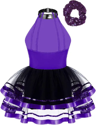Vista 76 de CHICTRY Vestido tutú de ballet con lentejuelas brillantes para niñas y niñas, moderno disfraz de baile latino de jazz
