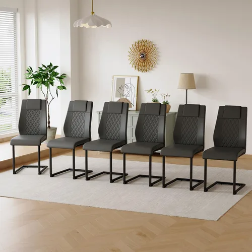 Vista 10 de gopop Juego de 4 sillas de comedor, modernas sillas de cocina y comedor con patas de metal galvanizado, sillas laterales tapizadas para comedor