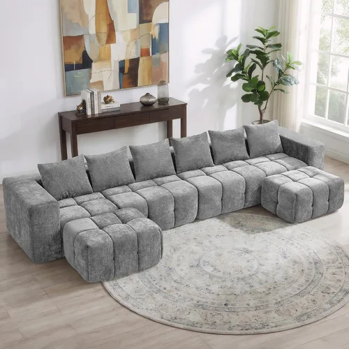 Vista 33 de Sofá de dos plazas seccional modular sin armazón de 78.7 pulgadas, sofá nube capitoné con asiento profundo, sofá de chenilla para sala de estar