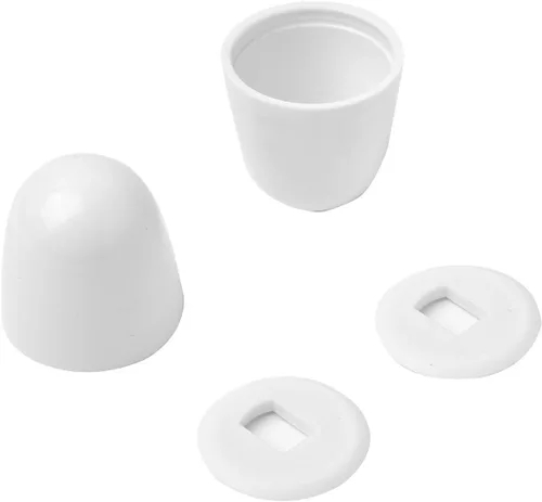 Vista 2 de Tapones para pernos de inodoro, 2 paquetes de tapas de inodoro redondas de plástico universales, con arandelas adicionales para una fácil
