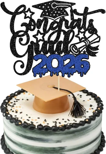 Vista 15 de Paquete de 24 adornos para cupcakes de clase 2026 con purpurina 2026 Felicidades Graduación Diploma Done Cupcake Picks 2026 Graduación Temática