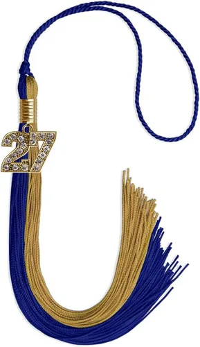 Vista 234 de Endea Graduation Borla de doble color con dije dorado (negro/oro brillante, 2022)