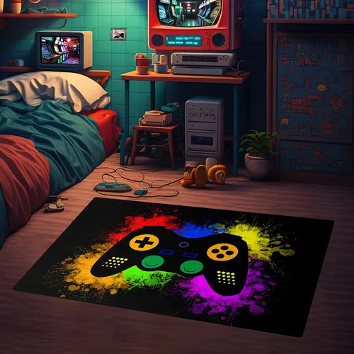 Vista 4 de Alfombras de juegos para niños y adolescentes, decoración de dormitorio, alfombras de jugador para sala de estar, alfombras de mando de gamepad