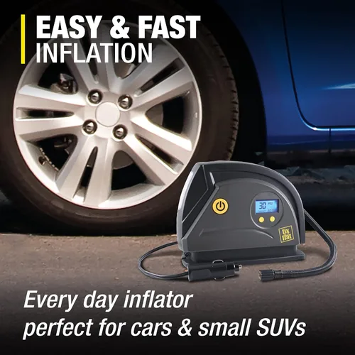 Vista 2 de Fix-a-Flat Inflador de neumáticos S40074, compresor de aire portátil para automóvil, apagado automático Inflate Right, con pantalla digital de 99