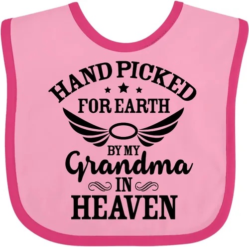 Vista 9 de inktastic Handpicked for Earth By My Grandma in Heaven Angel Wings Baby Bib
