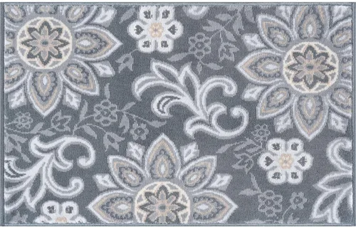 Vista 7 de Piper - Alfombra pequeña de interior de 2 x 3 pulgadas, alfombra de área para cocina, baño, pasillo, entrada, alfombra floral color gris oscuro