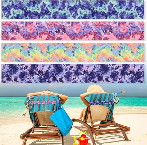 Vista 23 de Boao 4 paquetes de bandas de toalla para silla de playa, esenciales para piscina y crucero, elásticas y resistentes al viento, clips para toallas