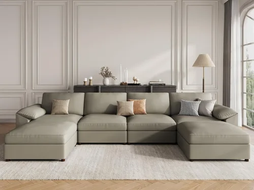 Vista 92 de EASE MOOSE Sofá modular seccional, sofá en forma de U para sala de estar Beige