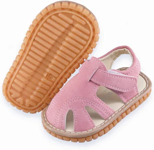 Vista 3 de WILLFUN Sandalias chirriantes de verano para bebé, niño, niña, suela de goma de primera calidad, puntera cerrada, antideslizantes, zapatos