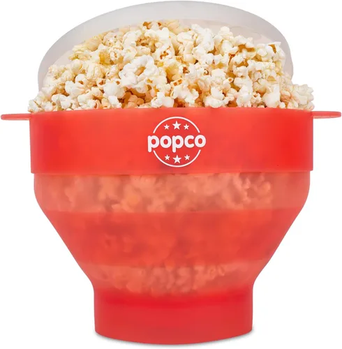Vista 9 de POPCO Palomitas de maíz de silicona para microondas con asas, para hacer palomitas de maíz, para microondas, cuenco plegable, apto