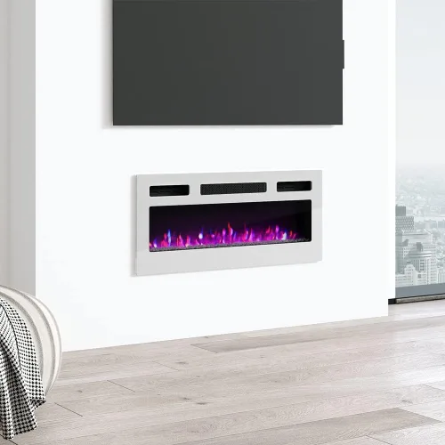Vista 6 de Calentador de pared empotrado para chimenea eléctrica de 31.5 pulgadas, 1500 W/5100 BTU (blanco)