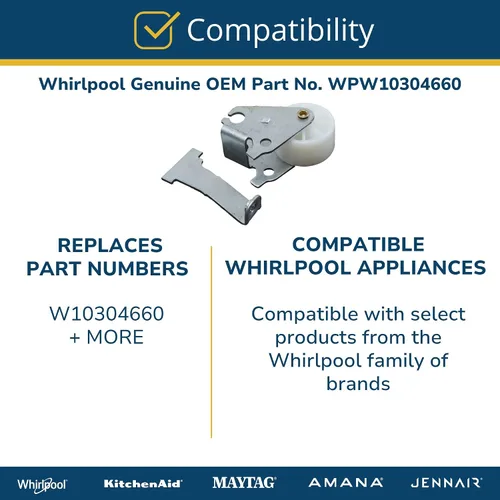 Vista 5 de Whirlpool W10304660 Rodillo refrigerador Pieza original del fabricante de equipos (OEM)