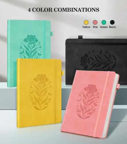 Vista 6 de Cuaderno de diario con líneas para mujeres, A5 de tapa dura de cuero rosa para escribir, 200 páginas, diario de viaje diario, cuaderno grueso