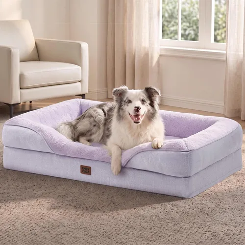 Vista 64 de EHEYCIGA Cama para perro de espuma viscoelástica para tamaño mediano, sofá ortopédico para perro con lados y forro impermeable, sofá cama lavable
