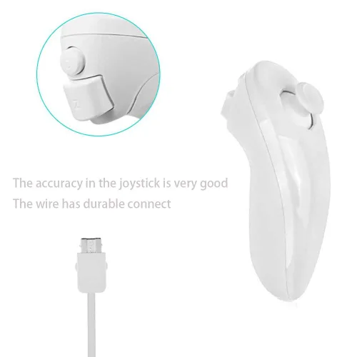 Vista 5 de ZOTAIN Wii Remote Controller and Wii Nunchuk Controller with Silicone Case and Wrist Strap Compatible for Nintendo Wii & Wii U (White)