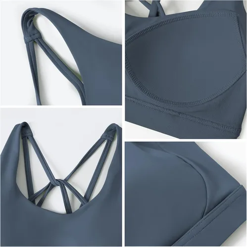 Vista 5 de Luvrobes Brasier deportivo para mujer, con tirantes cruzados, copa moldeada, para entrenamiento, correr, impacto medio, sexy, linda, para yoga