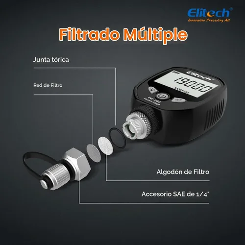 Vista 5 de Elitech Medidor de vacío digital HVAC Micron Gauge 0-19000 Micron Medidor de vacío refrigerante 1/4" SAE, VG-760