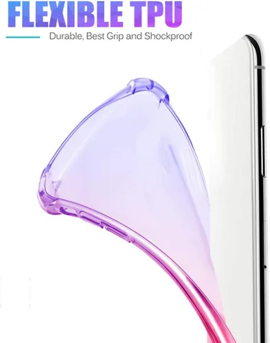 Vista 4 de Funda para Galaxy Note 20, bonita funda de TPU transparente, absorbente de golpes, ligera, azul/rosa