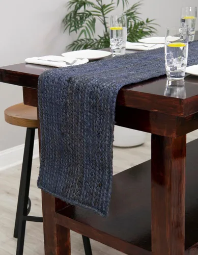 Vista 50 de Unique Loom Alfombra trenzada de la colección de yute - Dhaka (1' 2" x 6' 1", camino de mesa, gris)