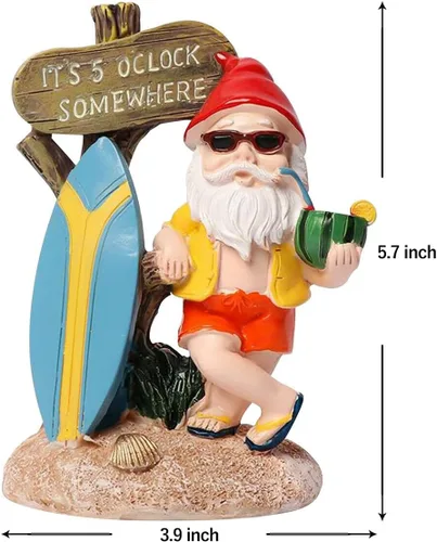 Vista 5 de Estatua divertida de gnomos de jardín para exteriores, decoración de resina de las 5 en punto, resistente a la intemperie, regalo de humor