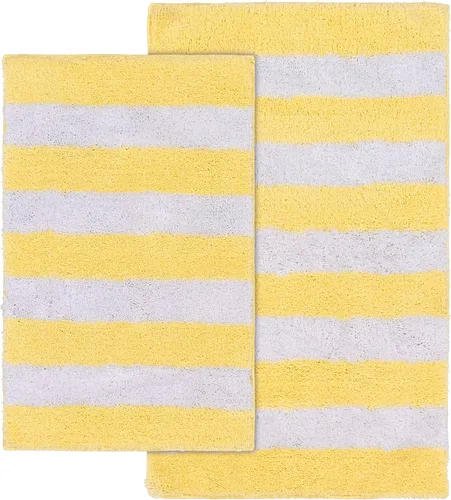 Vista 10 de Garland Rug Juego de 2 alfombras de baño lavables a rayas de playa, antideslizantes, suaves y absorbentes, de secado rápido, lavables a máquina