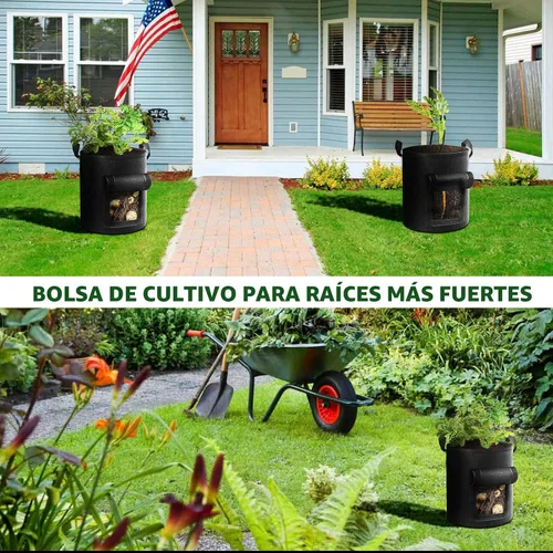 Vista 7 de Cavisoo Paquete de 5 bolsas de cultivo de papas de 10 galones, bolsa de plantación de jardín con mango reforzado, macetas de tela no tejida gruesa