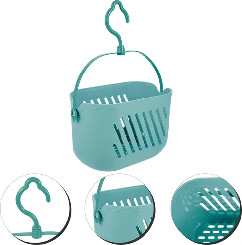 Vista 6 de STOBAZA Cesta de ducha colgante de plástico con gancho para baño, salud, cosméticos, spa, azul