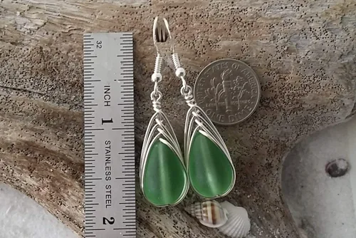 Vista 31 de Yinahawaii Handmade Sea Glass Earrings, Hawaiian Jewelry, Wire Braided Earrings Teardrop Earrings, Beach Jewelry Sea Glass Jewelry For Women Cobalt